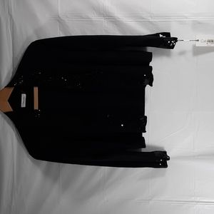 NWT CALVIN KLEIN BLK/ Black Sequins sweater SZ L